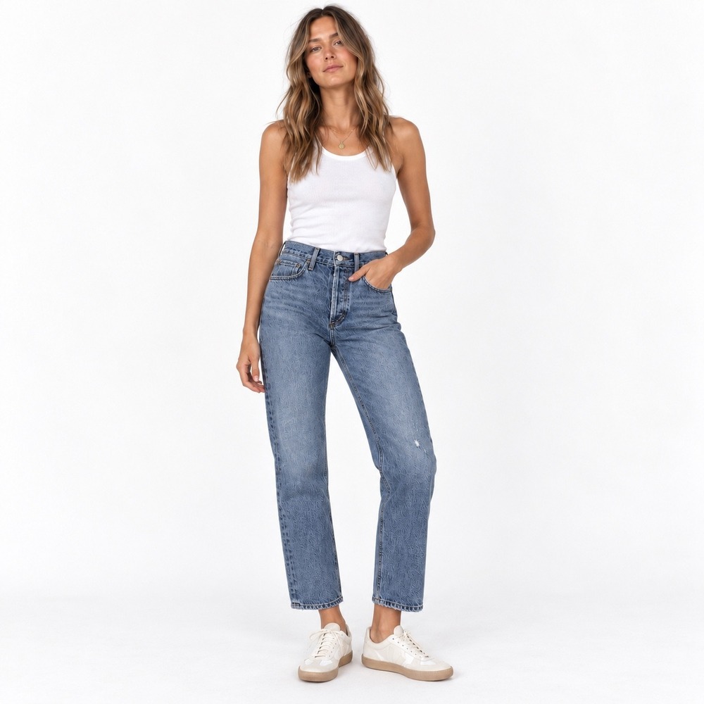 AGOLDE Parker Jean Women 25 Medium Wash High Rise Straight Leg Denim Blue